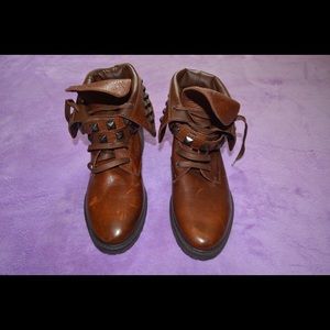 Zara Dark Khaki Studded Ankle Boots worn once